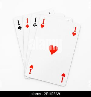 Four aces isolated on white background Stock Photo