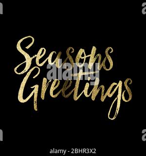 Seasons greetings festive christmas phrase in sparkling golden glitter text Stock Photo