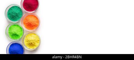 Bright paints powders in bowls for Holi festival Stock Photo