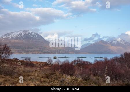 Salmon farms in Loch Torridon, Torridon, Scotland Stock Photo