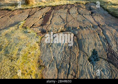 Cup and ring carvings, Kilmartin, Lochgilphead, Argyll Stock Photo