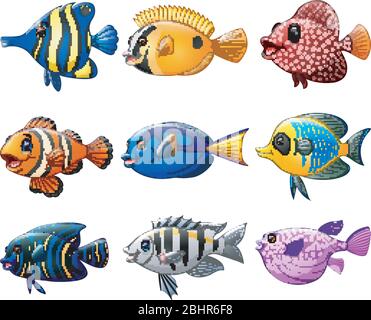 fish cartoon set Stock Vector