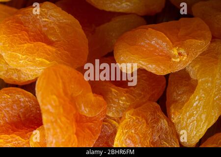 Close view of dried apricots. Use for healthy snack concept. Stock Photo