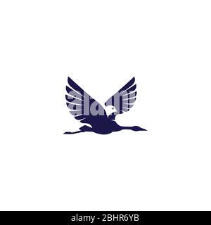 crane and finch . the finch bird in the crane bird , a friendship goals Stock Vector