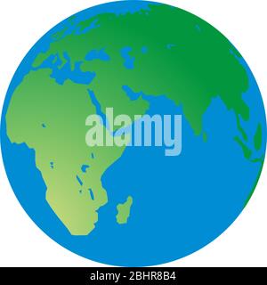 An illustration of the Planet Earth with blue oceans and green continents Stock Vector