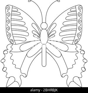 decorative butterfly isolated on white background. vector illustration. for coloring Stock Vector