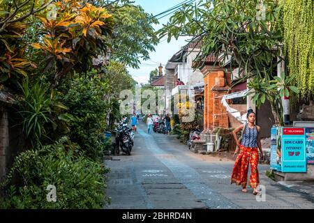 Street view of Ubud Art Street, Bali Island Stock Photo