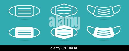 Medical mask icon set Stock Vector