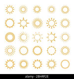 Simple Sun icon set Stock Vector