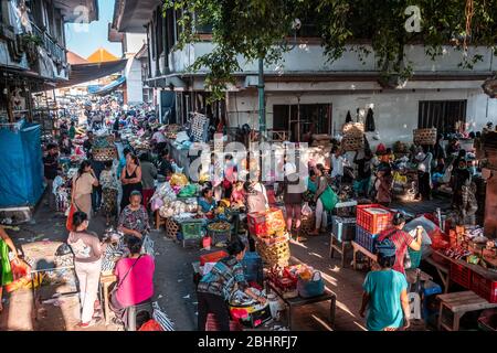 Ubud Morning Market. The morning market is set up early every morning in Ubud, Bali Island Stock Photo