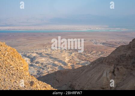 Judean Desert from Masada - Masada National Park, Dead Sea Region, Israel. Stock Photo