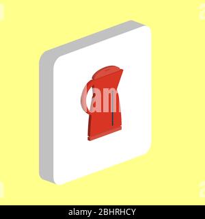 Electric Kettle Simple vector icon. Illustration symbol design template for web mobile UI element. Perfect color isometric pictogram on 3d white squar Stock Vector