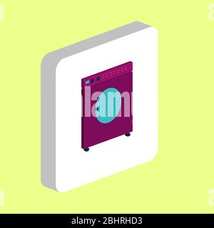 Washing Machine Simple vector icon. Illustration symbol design template for web mobile UI element. Perfect color isometric pictogram on 3d white squar Stock Vector