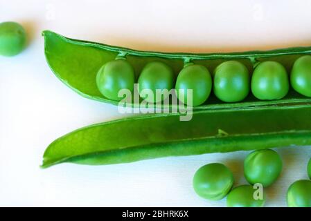 Green Peas fresh vegetable isolated on white background Stock Photo