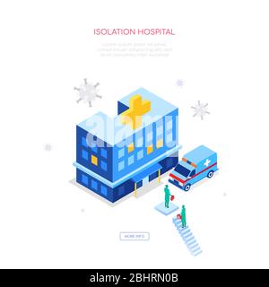 Isolation hospital - modern colorful isometric web banner Stock Vector
