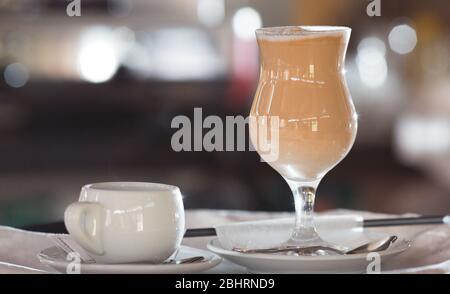 aromatic latte coffee prepared in a restaurant Stock Photo