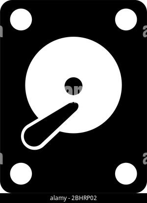Hard Disk Drive, Hardware HDD Storage. Flat Vector Icon illustration. Simple black symbol on white background. Hard Disk Drive, Hardware HDD Storage s Stock Vector