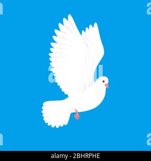 White dove. Free bird in sky. Paper pigeon flying silhouette. Vector illustration Stock Vector