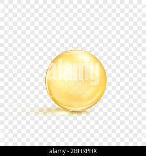 Fish oil pill. Transparent capsules with nutrition supplement omega 3. Vector Stock Vector