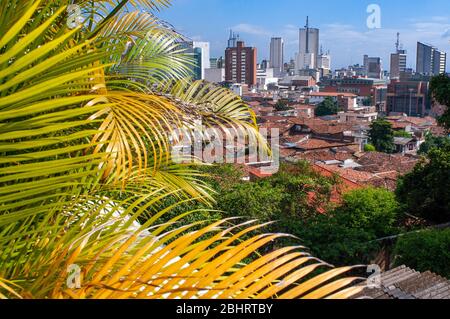 The city of Cali and the barrio and the neighbourhood of San Antonio. Cali in the Cauca Valley, Colombia, South America. Stock Photo