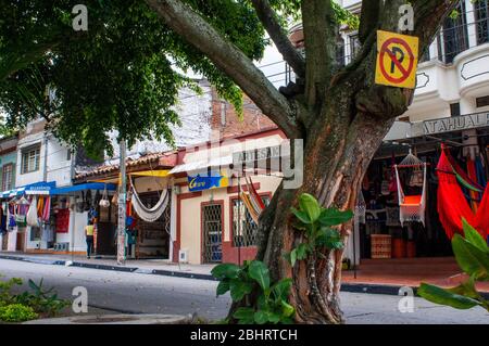 Shops in Parque artesanal Loma de la Cruz craft park in San Antonio in Cali in the Cauca Valley, Colombia, South America. Stock Photo