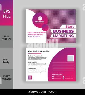 Corporate invitation post card template, print ready invitation card vector eps, Post card print ready vector eps Stock Vector