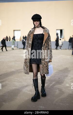 Street style, model Sora Choi after Coperni Fall-Winter 2022-2023