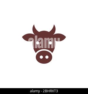 Simple cow head logo design template, isolated on white background. Stock Vector