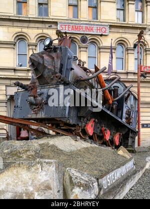 Steampunk HQ, a museum in the historic district of Oamaru, New Zealand Stock Photo