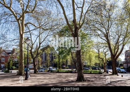 Pond Square in Highgate Village during the coronavirus pandemic lockdown, London, UK Stock Photo