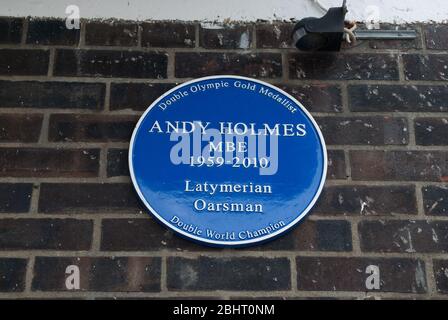 Andy Holmes MBE Latymerian Oarsman Rowing Champion Gold Medalist Latymer Rowing Club, Upper Mall, London W6 9TA Stock Photo
