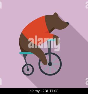 Bear on bicycle icon. Flat illustration of bear on bicycle vector icon for web design Stock Vector