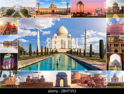 India photo collage, famous sights in one picture Stock Photo