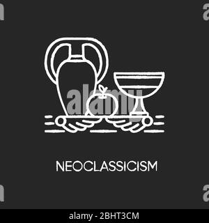 Neoclassicism chalk white icon on black background Stock Vector