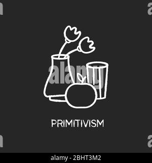 Primitivism chalk white icon on black background Stock Vector