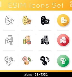 Groceries icons set Stock Vector