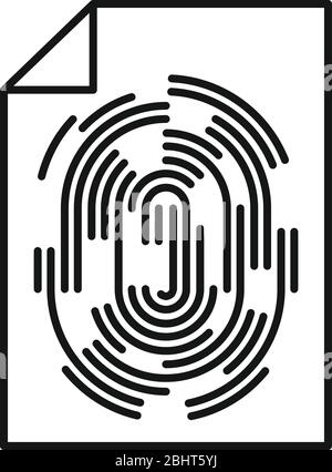 Paper fingerprint icon. Outline paper fingerprint vector icon for web design isolated on white background Stock Vector