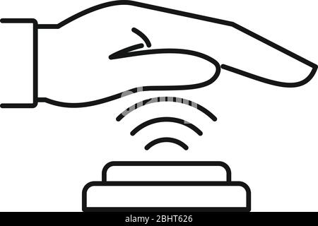 Palm scan authentication icon. Outline palm scan authentication vector icon for web design isolated on white background Stock Vector