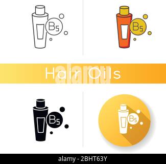 B5 panthenol in tube icon. Medical ointment bottle. Remedy in package. Moisturizing cosmetic product for hair treatment. Linear black and RGB color Stock Vector