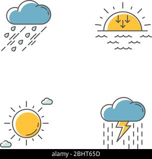 Daytime and nighttime forecast RGB color icons set Stock Vector