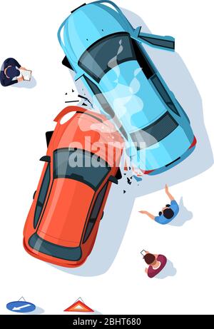 Accident regulation on road semi flat RGB color vector illustration Stock Vector