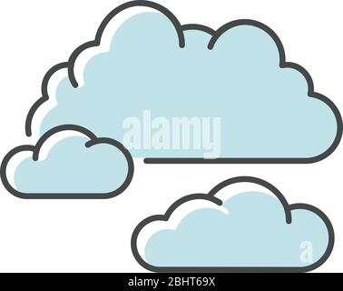Cloudy weather blue RGB color icon Stock Vector