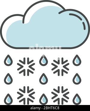 Heavy snow, sleet blue RGB color icon Stock Vector