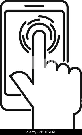 Tablet fingerprint icon. Outline tablet fingerprint vector icon for web design isolated on white background Stock Vector