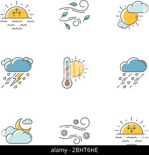 Weather forecast RGB color icons set Stock Vector
