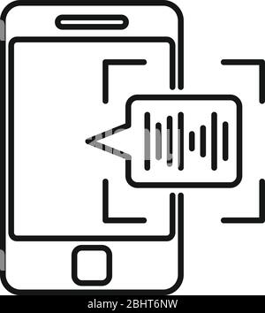 Voice phone authentication icon. Outline voice phone authentication vector icon for web design isolated on white background Stock Vector