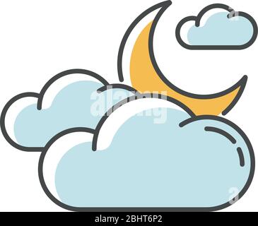 Cloudy night sky RGB color icon Stock Vector