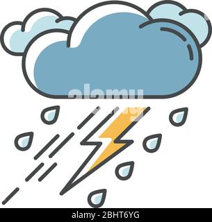 Thunderstorm RGB color icon Stock Vector