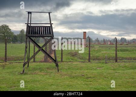 Ruins of barracks of former WW2 concentration camp Auschwitz-Birkenau Stock Photo