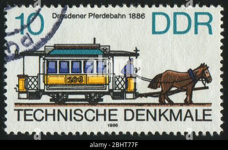 GERMANY- CIRCA 1986: stamp printed by Germany, shows Trams and Streetcars, circa 1986. Stock Photo